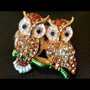 Gold owl and snake wrap around rings